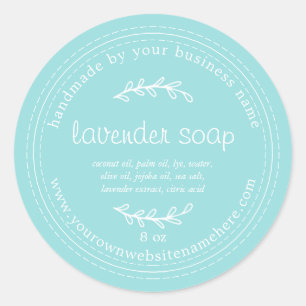 Rustic Handmade Lavender Soap Turquoise Blue Classic Round Sticker