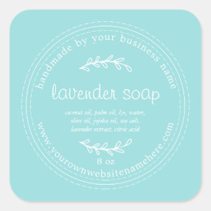 Rustic Handmade Lavender Soap Turquoise Blue Square Sticker