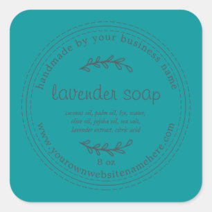 Rustic Handmade Lavender Soap Viridian Green Square Sticker