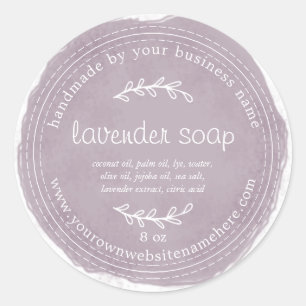 Rustic Handmade Lavender Soap Watercolor Purple Classic Round Sticker