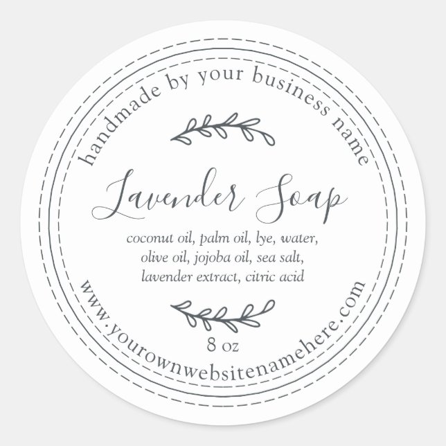Rustic Handmade Lavender Soap White Classic Round Sticker (Front)