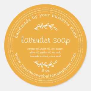 Rustic Handmade Lavender Soap Yellow Classic Round Classic Round Sticker