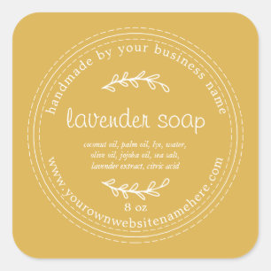Rustic Handmade Lavender Soap Yellow Square Sticker