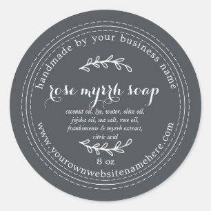 Rustic Handmade Rose Myrrh Soap Off-Black Classic Round Sticker