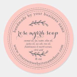 Rustic Handmade Rose Myrrh Soap Pastel Pink Classic Round Sticker