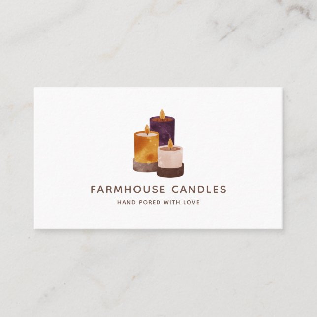 Rustic Handmade Terra Cotta Candles Wellness  Business Card (Front)
