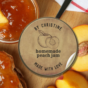 Rustic Handmade With Love peach Jam Label