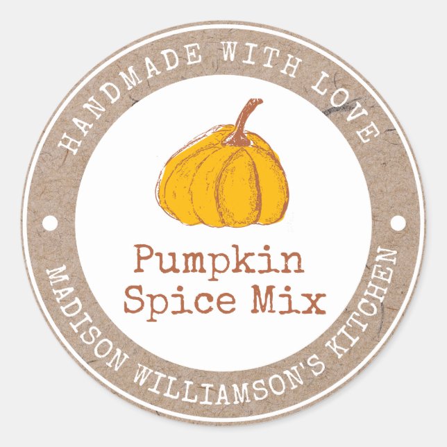 Rustic Handmade with Love | Pumpkin Spice  Label (Front)