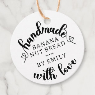 Rustic Handmade with Love Script Heart Baked Goods Favour Tags