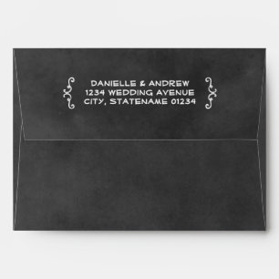 Rustic Handwritten Chalkboard Wedding Black Envelopes