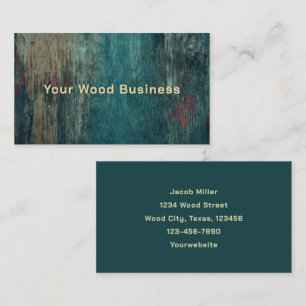 Rustic Handyman Carpenter Teal Country Wood Grain Business Card