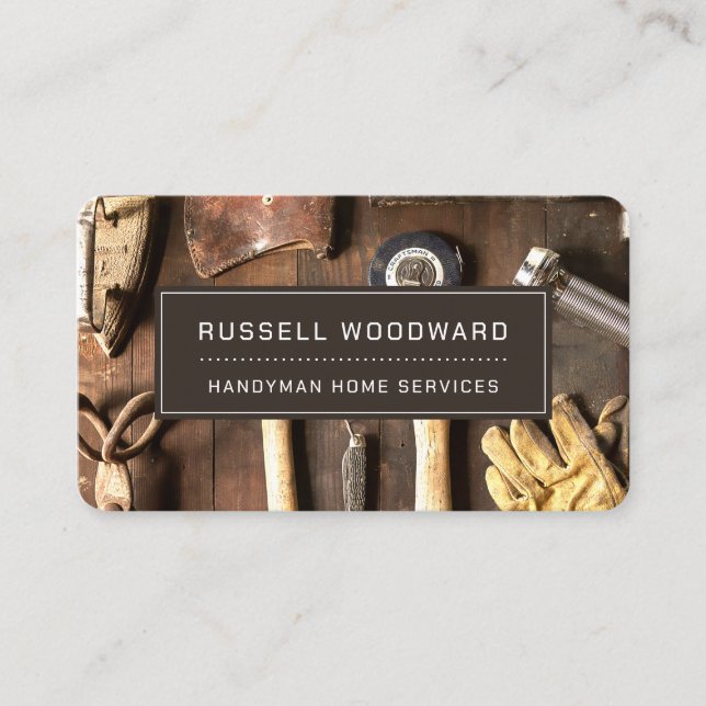 Rustic Handyman Carpenter Tools Of Trade Business Card (Front)