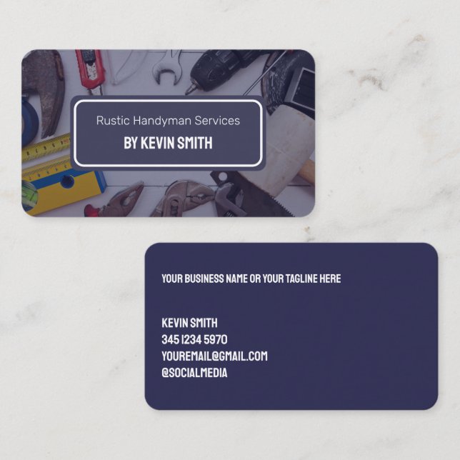 Rustic Handyman Services Business Card (Front/Back)