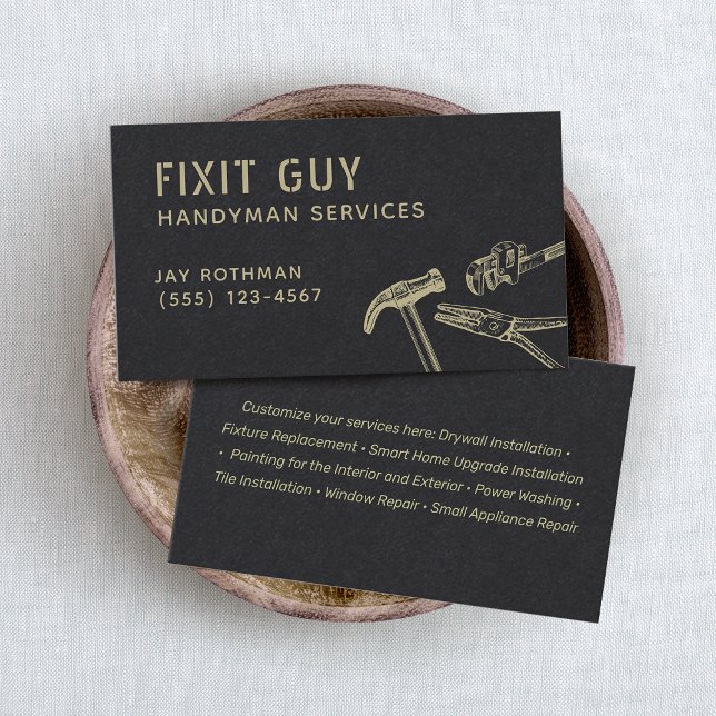 Rustic Handyman Tools, Construction  Business Card (handyman tools black business cards)