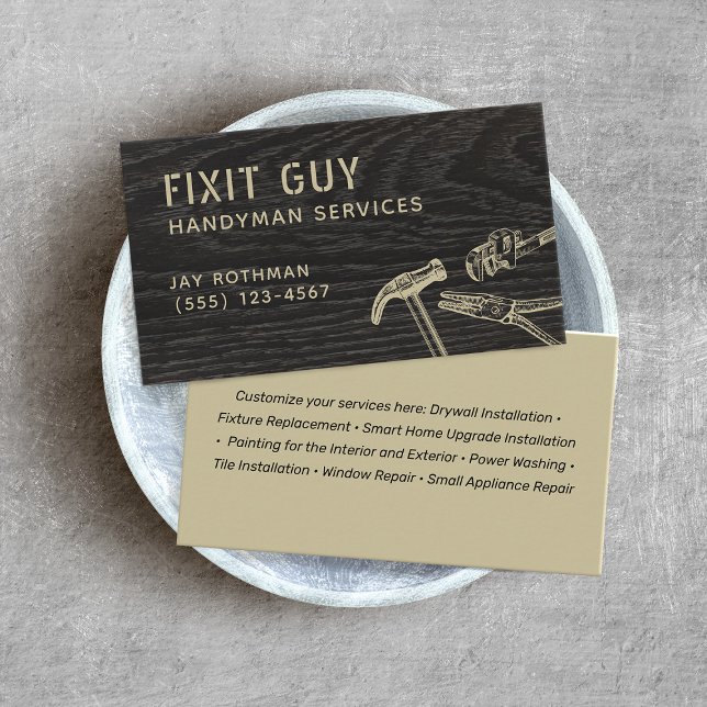 Rustic Handyman Tools, Construction  Business Card (Creator Uploaded)