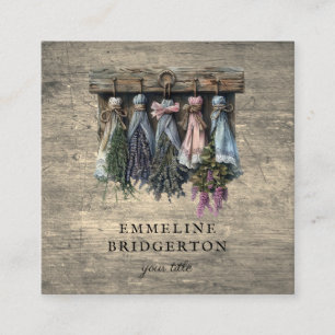 Rustic Hanging Dried Flowers Square Business Card