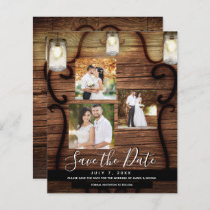 Rustic Hanging Lights Wedding Photo Save the Date