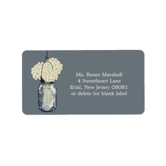 Rustic Hanging Mason Jar Hydrangeas Address Label
