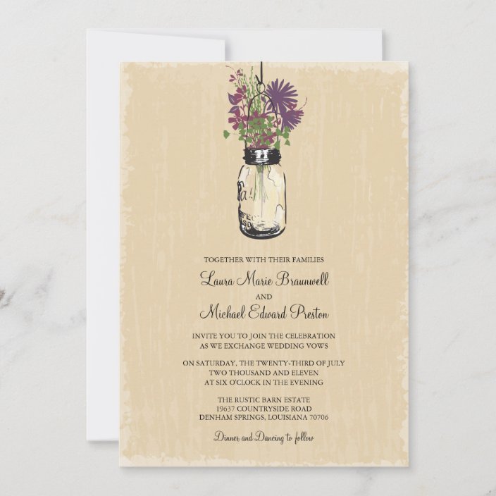 Rustic Hanging Mason Jar Wedding Invitation Uk