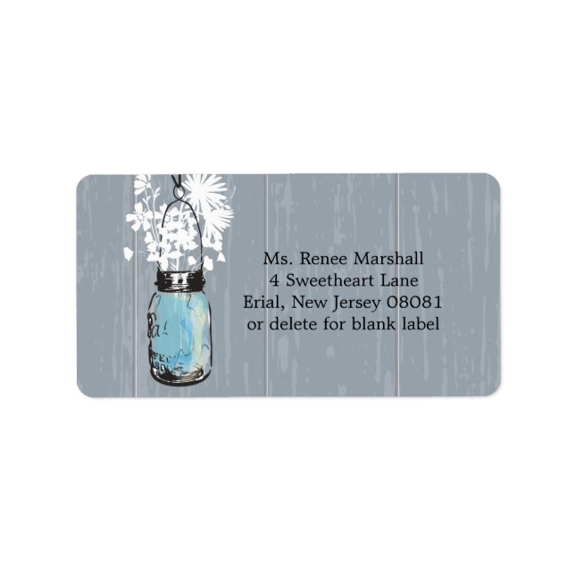 Rustic Hanging Mason Jar Wedding Label (Front)