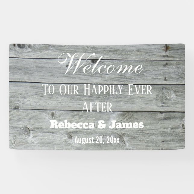 Rustic Happily After Ever Country Wedding Welcome  Banner (Horizontal)