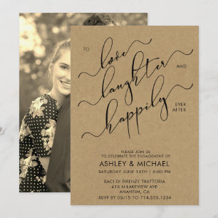 Rustic Happily Ever After Photo Kraft Engagement Invitation