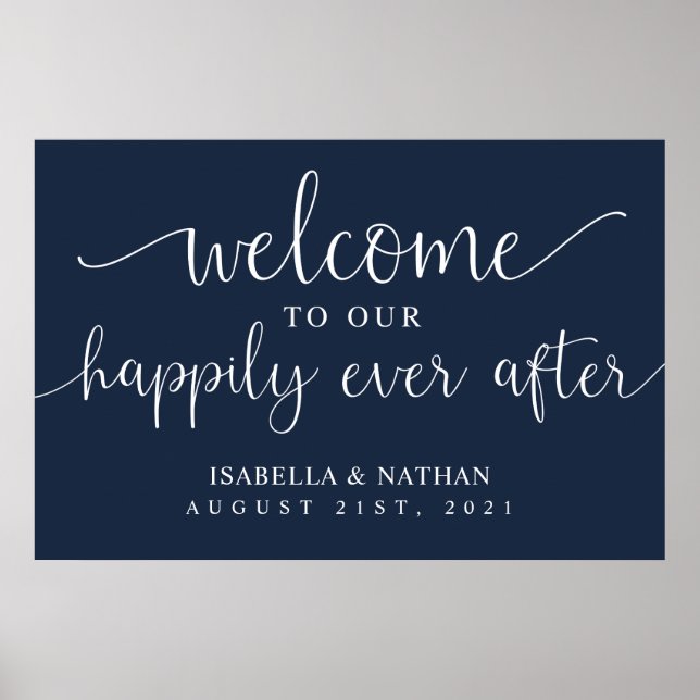 Rustic Happily Ever After Wedding Welcome Sign (Front)