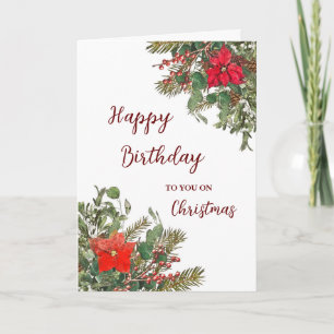 Rustic Happy Birthday on Christmas Card
