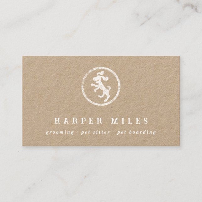 Rustic happy dog logo business card (Front)