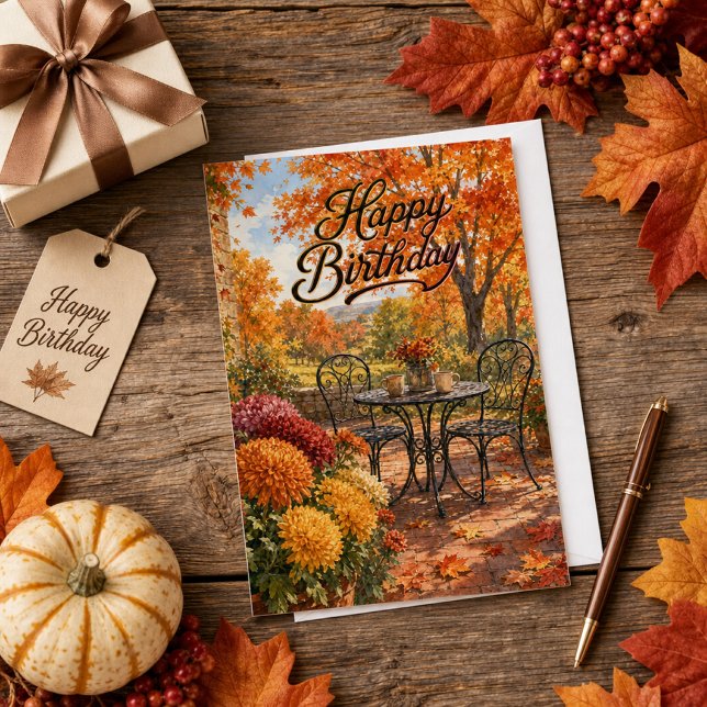 Rustic Happy Fall Season Birthday Greeting  Card (Creator Uploaded)