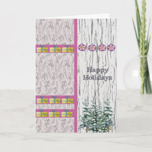 Rustic Happy Holidays Card Wood Background