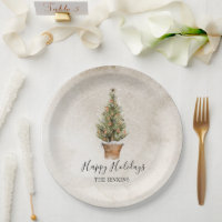 Rustic Happy Holidays Christmas Tree
