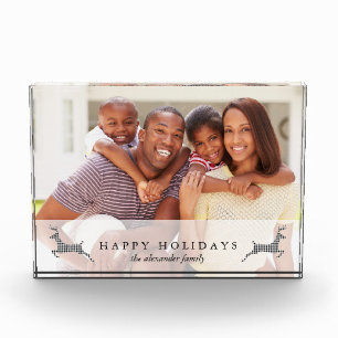 Rustic Happy Holidays Photo with Deer Photo Block