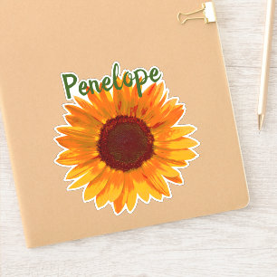 Rustic Happy Sunflower with Name