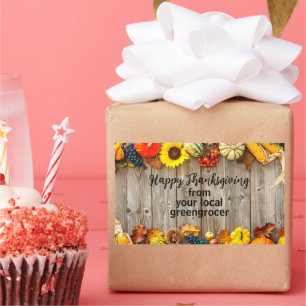 Rustic Happy Thanksgiving Fall Business Marketing Rectangular Sticker