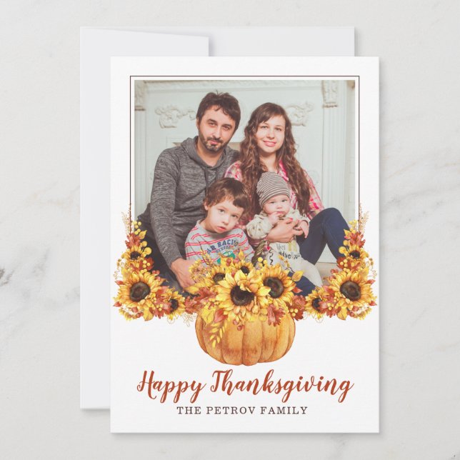 Rustic Happy Thanksgiving Family Photo  (Front)