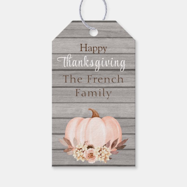Rustic Happy Thanksgiving Gift Tag (Front)