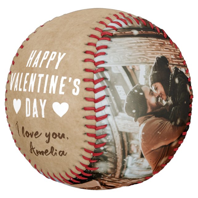 Rustic Happy Valentine's Day 2 Photos Boyfriend Softball (Angled)