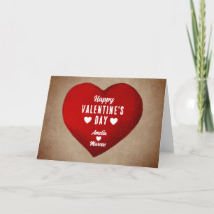 Rustic Happy Valentine's Day Red Heart Holiday Card