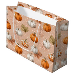 Rustic Harvest Autumn - Pumpkins & Leaves Large Gift Bag