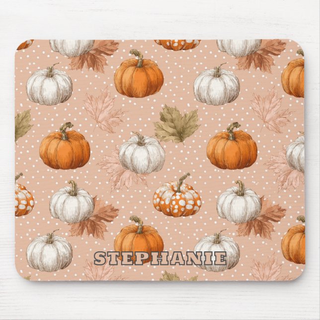 Rustic Harvest Autumn - Pumpkins & Leaves Mouse Mat (Front)