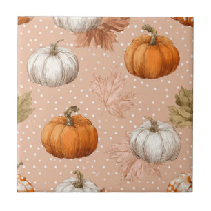 Rustic Harvest Autumn - Pumpkins & Leaves Tile