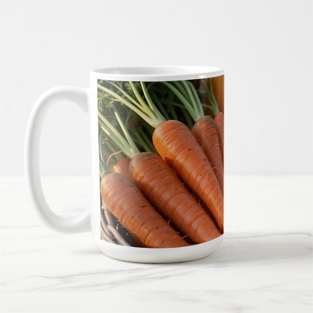 Rustic Harvest Basket Pumpkins Carrots Coffee Mug (Left)