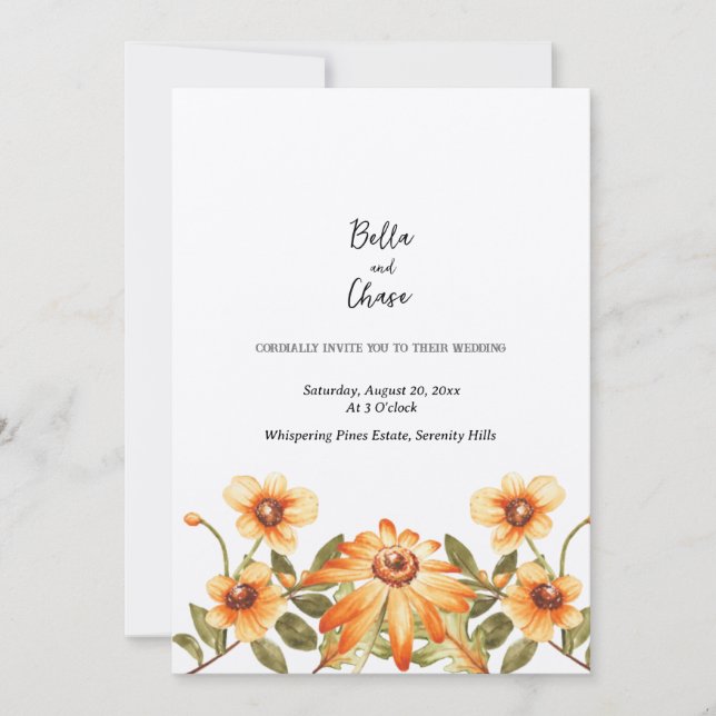 Rustic Harvest Blooms Wedding Invitation  (Front)
