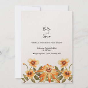 Rustic Harvest Blooms Wedding Invitation 