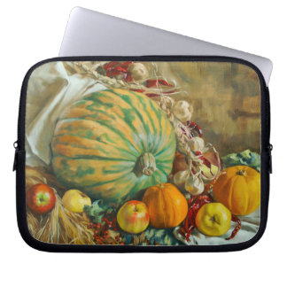 Rustic Harvest Still Life with Pumpkins and Apples Laptop Sleeve