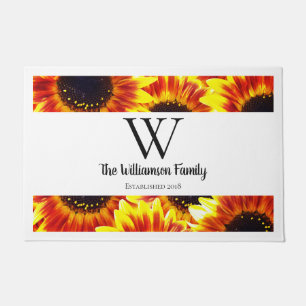 Rustic Harvest Sunflowers & Family Name Doormat