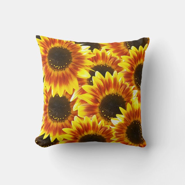 Rustic Harvest Sunflowers Throw Pillow (Front)
