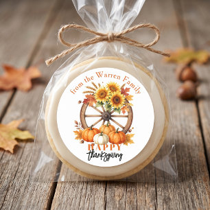 Rustic Harvest Thanksgiving Wagon Wheel Pumpkin Classic Round Sticker