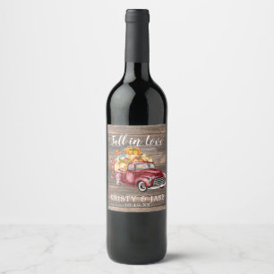 Rustic Harvest Truck Autumn Wedding Personalised Wine Label